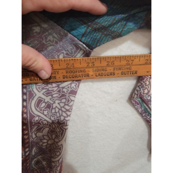 Unity World Wear Woman Top 1X Plus Paisley Boho Crochet Ladder Back 3/4 Sleeve - Picture 9 of 11